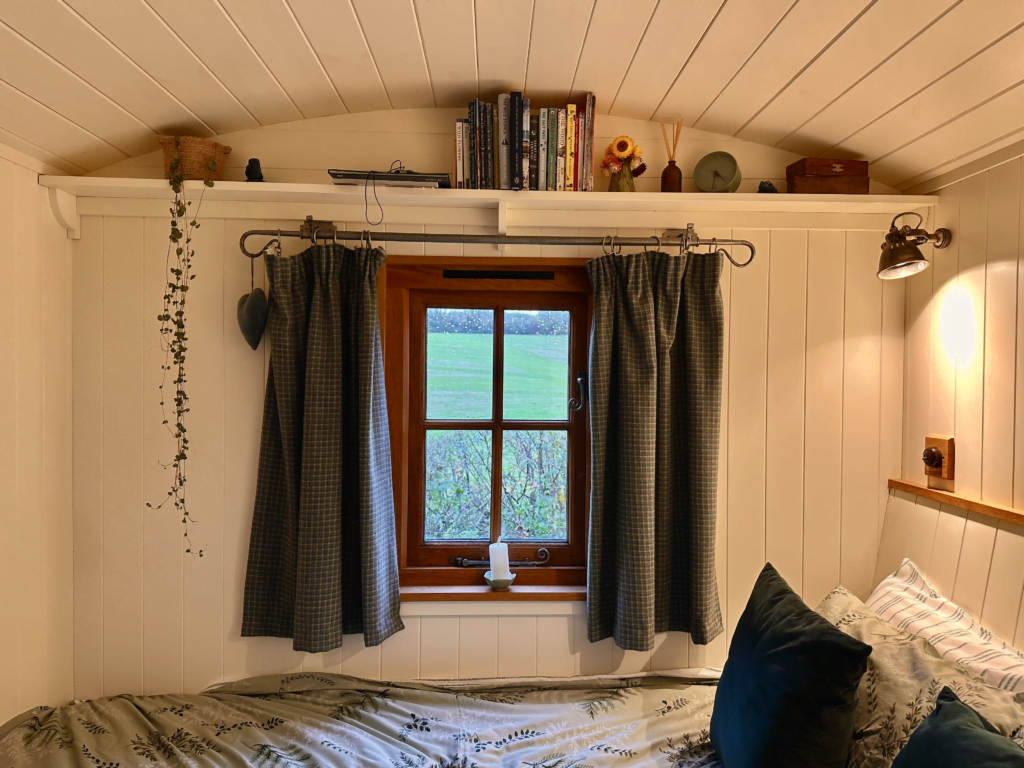 Plankbridge shepherd's hut, window view