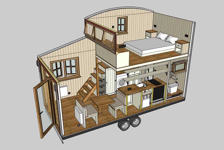 The Plankbridge Sixpenny Hut House cutaway drawing