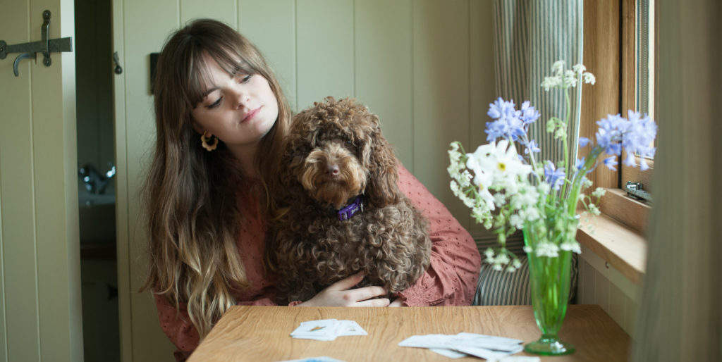 Hannah with one of the dogs at Plankbridge