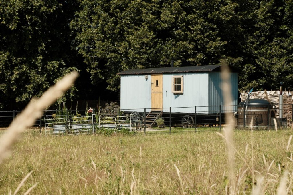 Staying in a Plankbridge shepherd's hut with a hot tub