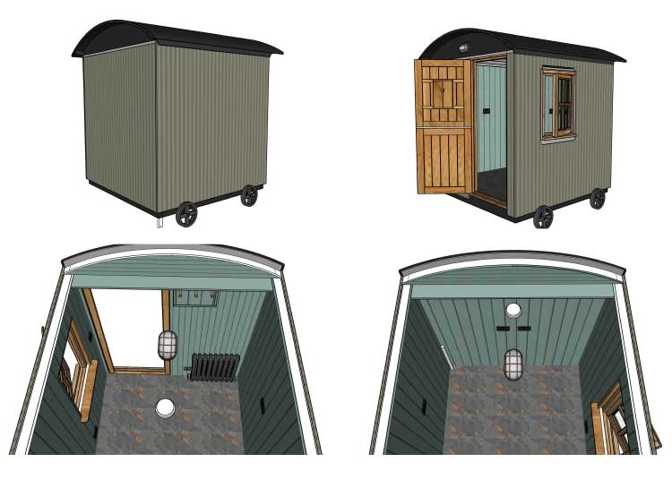 Plankbridge Laundry Room Shepherd's Hut CAD