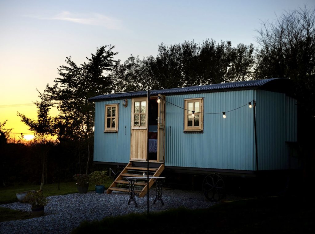 Customised Guest House shepherd's hut at Burnswood Escapes