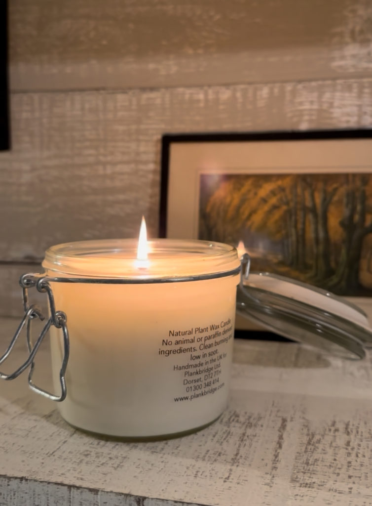Candle in a Plankbridge shepherd's hut