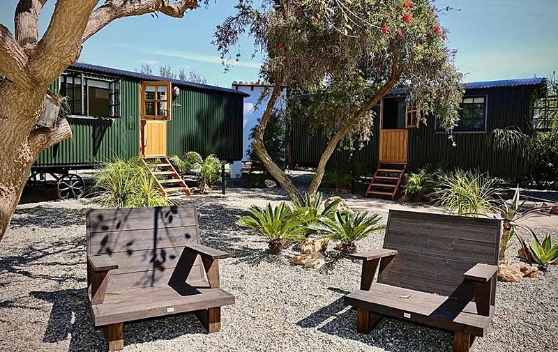 Plankbridge shepherd's huts at La Pina Verde, Spain